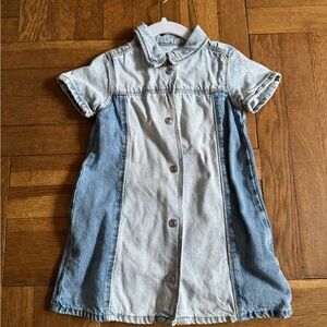 Two-Tone Denim Button-Up Dress